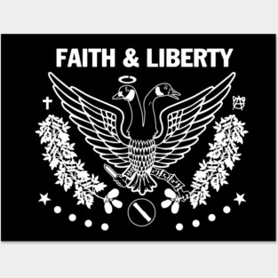 Faith & Liberty White Logo Posters and Art