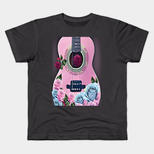 FLORAL PINK GUITAR Kids T-Shirt by Prinyos
