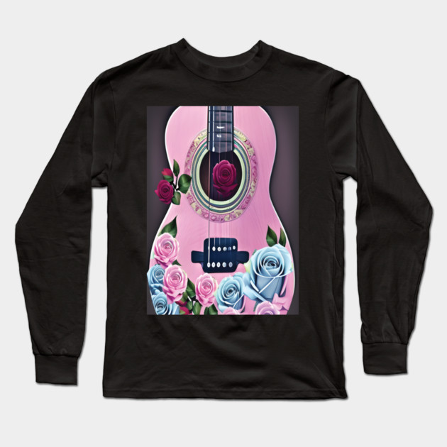 FLORAL PINK GUITAR Long Sleeve T-Shirt by Prinyos