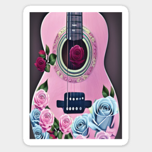 FLORAL PINK GUITAR Sticker