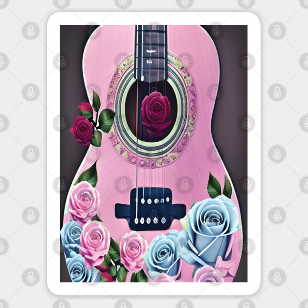 FLORAL PINK GUITAR Sticker by Prinyos