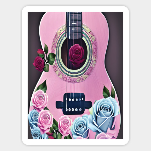 FLORAL PINK GUITAR Magnet by Prinyos