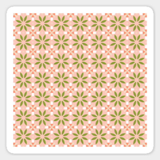 vintage retro floral orange pattern Sticker