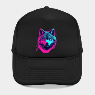 Vaporwave Wolf Head Hat