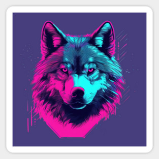 Vaporwave Wolf Head Sticker