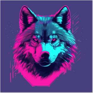 Vaporwave Wolf Head Posters and Art