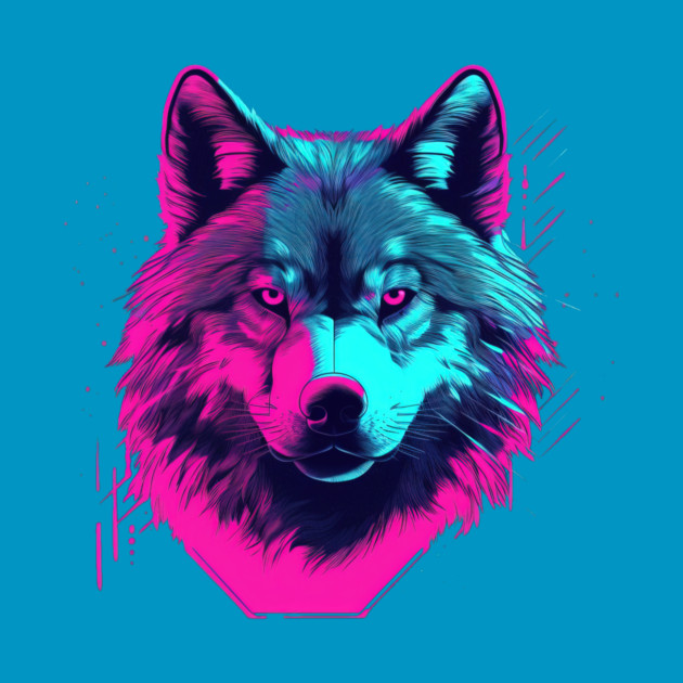 Vaporwave Wolf Head by SymbioticDesign