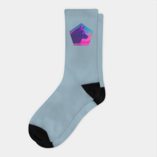Retro Low Poly Vaporwave Wolf's Head Socks