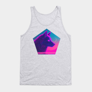 Retro Low Poly Vaporwave Wolf's Head Tank Top