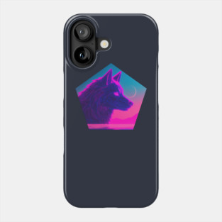 Retro Low Poly Vaporwave Wolf's Head Phone Case
