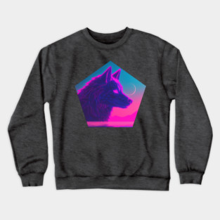Retro Low Poly Vaporwave Wolf's Head Crewneck Sweatshirt