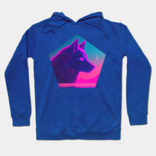 Retro Low Poly Vaporwave Wolf's Head Hoodie