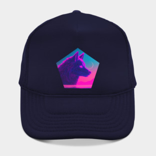 Retro Low Poly Vaporwave Wolf's Head Hat