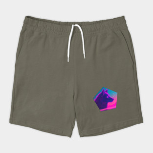 Retro Low Poly Vaporwave Wolf's Head Shorts