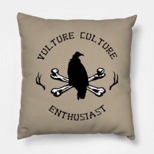 Vulture Culture Enthusiast with Antlers (Black) Pillow