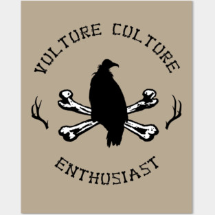 Vulture Culture Enthusiast with Antlers (Black) Posters and Art