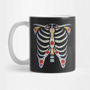 Halloween Day of Dead Skeleton Flowers Decorated Mug