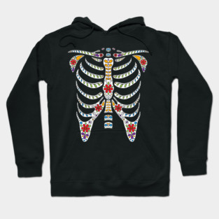 Halloween Day of Dead Skeleton Flowers Decorated Hoodie