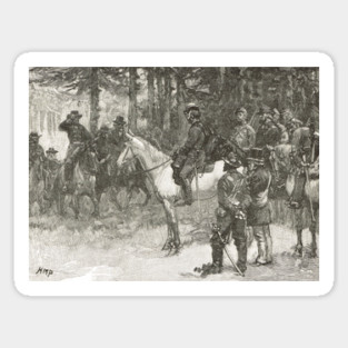 Meeting of Lee and Grant, Appomattox, April 9, 1865. The surrender of general Robert E. Lee Sticker