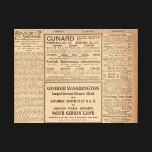 1912 Titanic return voyage newspaper advert clipping unaltered T-Shirt