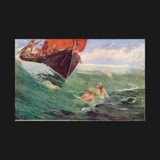 Mermaids luring Sailors to their death on the rocks T-Shirt