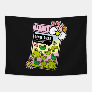 chill pills cute frog pills cartoon Tapestry