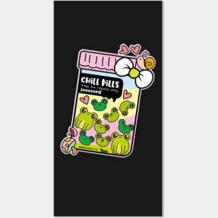 chill pills cute frog pills cartoon Posters and Art