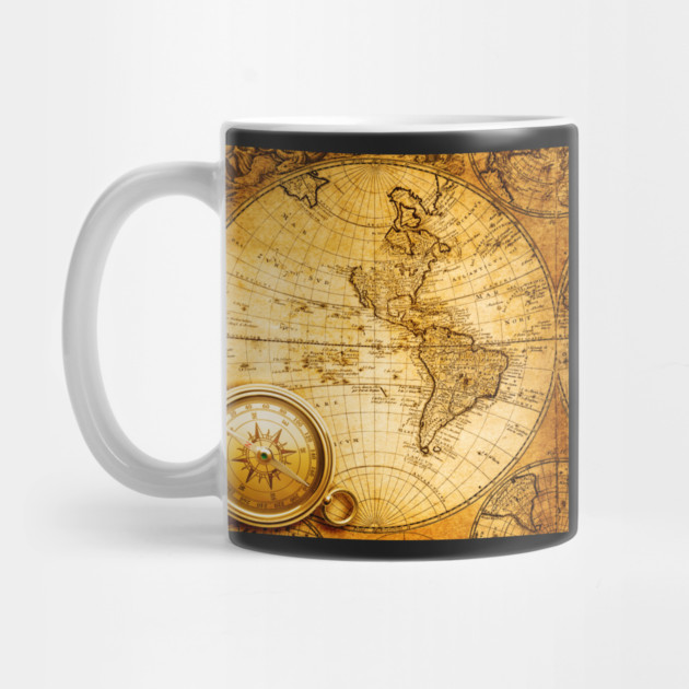 Vintage Beautiful Abstract Old Compass on Vintage Map 1746 by Darksavage