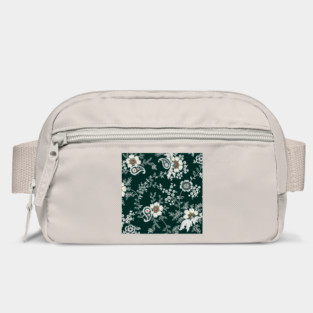 Chinese Ornamental Retro Abstract Floral Pattern Cream and White Flowers Bag
