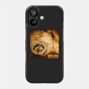 Vintage Beautiful Abstract Old Compass and Rope on Vintage Map 1752 Phone Case