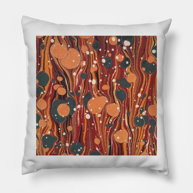 Vintage River's Dream  Brown Yellow Orange Abstract Marble Art Pillow by Darksavage