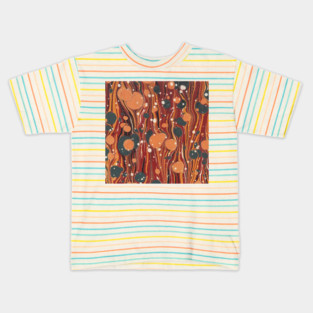 Vintage River's Dream  Brown Yellow Orange Abstract Marble Art Kids T-Shirt