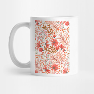 Beautiful Nature Red Pink Flowers Watercolor Seamless Abstract Floral Mug