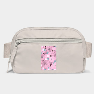 Beautiful drawing flowers leaves Purple Pink Watercolor Seamless Abstract pattern Floral Bag