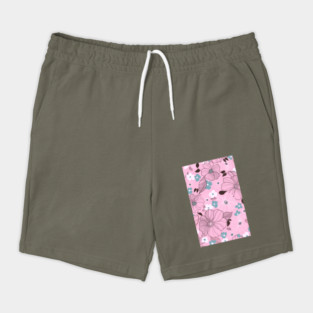 Beautiful drawing flowers leaves Purple Pink Watercolor Seamless Abstract pattern Floral Shorts