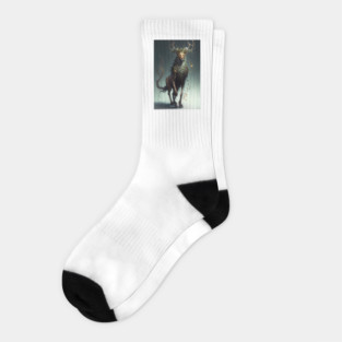 The Lion-Deer God: A Mythical Beast of Power and Grace Socks