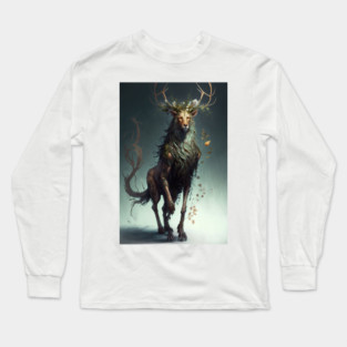 The Lion-Deer God: A Mythical Beast of Power and Grace Long Sleeve T-Shirt