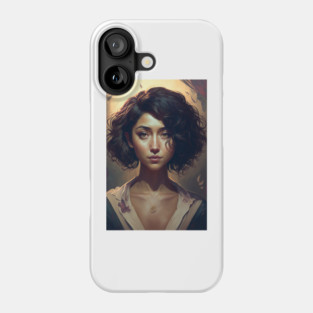 Beauty in Short Waves: The Girl with Wavy Hair Phone Case
