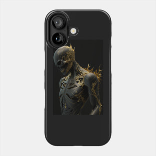 The Attractive Darkness: An Elegant Demon Skull with Golden cracks Phone Case