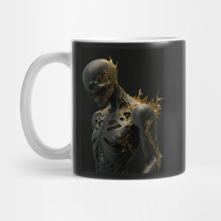 The Attractive Darkness: An Elegant Demon Skull with Golden cracks Mug