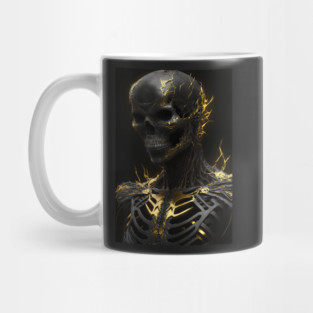 Dark Elegance: A Demon Skull bedecked with Golden Fissures Mug