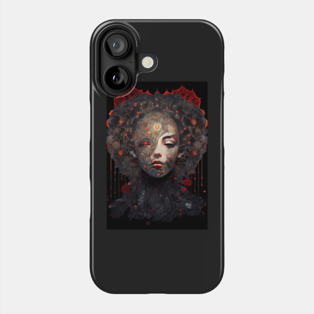Heartless Vengeance: A Deadly Ninja Geisha with Ofuda and Melting Hearts Phone Case by Darksavage