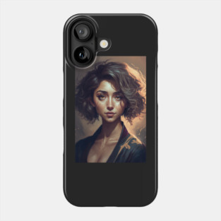 Golden Waves: A Portrait of a Beautiful Girl with Short Wavy Hair Phone Case