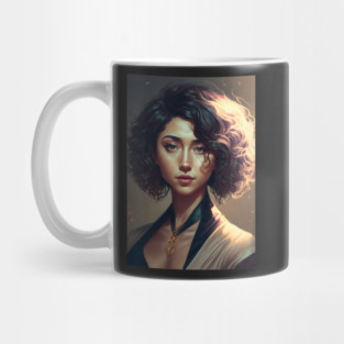 Effortlessly Beautiful: The Allure of a Girl with Short Wavy Hair Mug