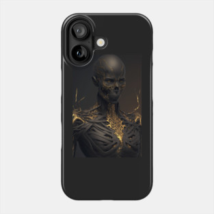 The Dark Elegance of Golden Fissures: A Demon Skull Bedecked in Splendor Phone Case