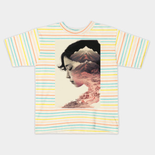 Twilight in the Land of the Rising Sun: A Lovely Ukiyo-e Double Exposure Art Kids T-Shirt