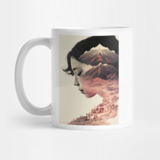 Twilight in the Land of the Rising Sun: A Lovely Ukiyo-e Double Exposure Art Mug
