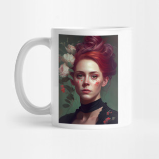 Rebellion in Red: A Portrait of a Victorian 80s Punk Woman Mug
