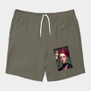 Rebellion in Red: A Portrait of a Victorian 80s Punk Woman Shorts