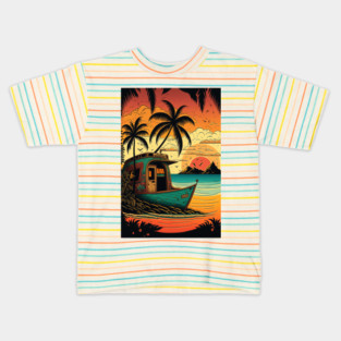 Escape to Fiji's Coral Reef Beach Cabanas Kids T-Shirt